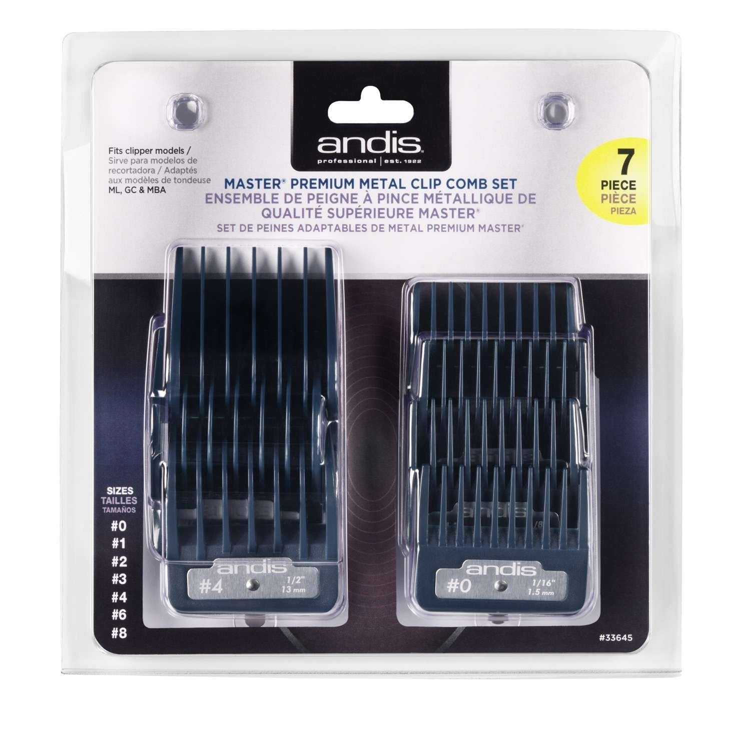 Andis Master Series Premium Metal Comb Set 7Pieces Andis Master Series Premium Metal Comb Set 7Pieces